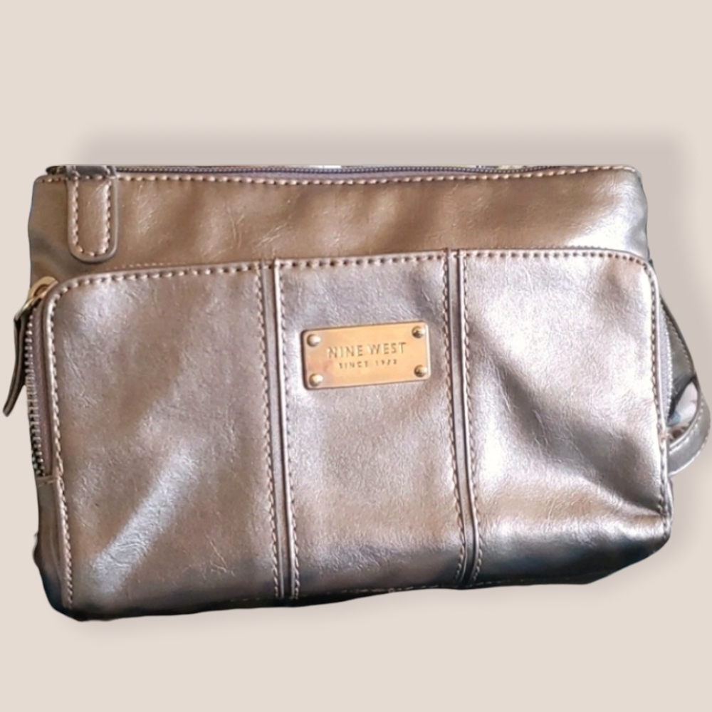 Nine West Crossbody Bag, Pewter, 9" x 6", 48" strp